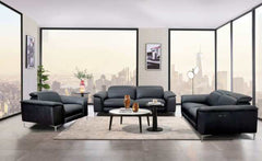 Ascona Black Leatherette Power Reclining Sofa - Ornate Home