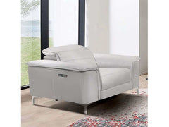 Ascona Light Taupe Leatherette Power Recliner - Ornate Home