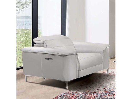 Ascona Light Taupe Leatherette Power Recliner - Ornate Home