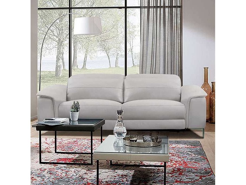 Ascona Light Taupe Leatherette Power Reclining Sofa - Ornate Home
