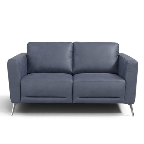 Astonic Blue Leather Living Room Set / 3pc - Ornate Home