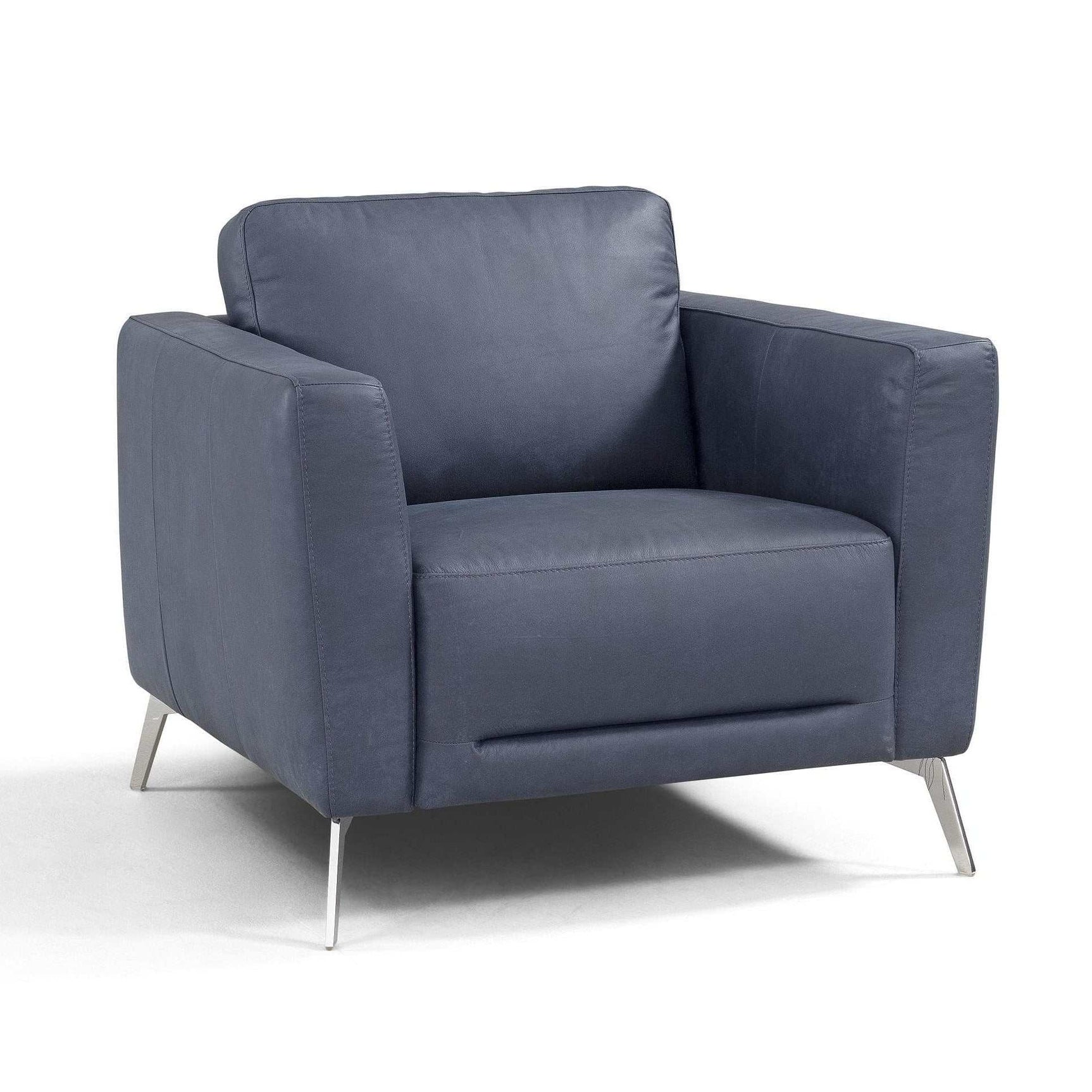 Astonic Blue Leather Living Room Set / 3pc - Ornate Home