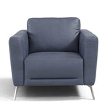 Astonic Blue Leather Living Room Set / 3pc - Ornate Home