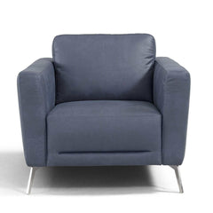 Astonic Blue Leather Living Room Set / 3pc - Ornate Home