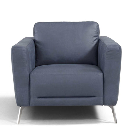 Astonic Blue Leather Living Room Set / 3pc - Ornate Home