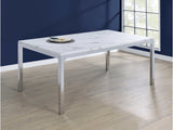 Athena Chrome Rectangle Dining Table w/ Marble Top - Ornate Home