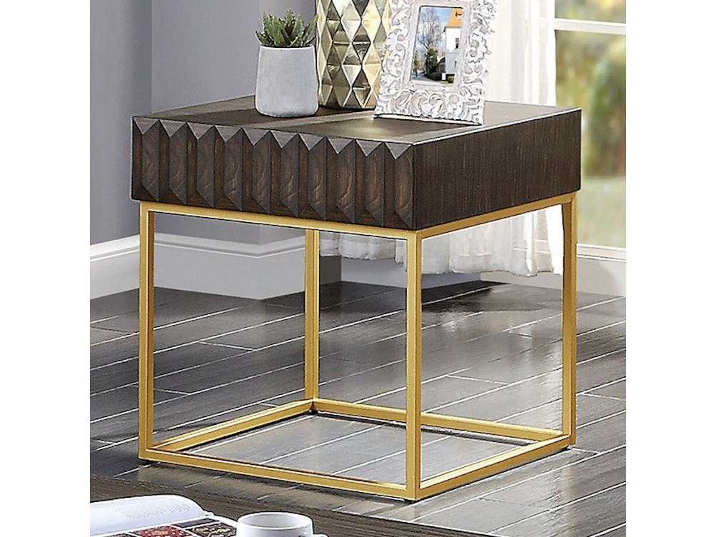 Augsburg Walnut & Gold End Table - Ornate Home