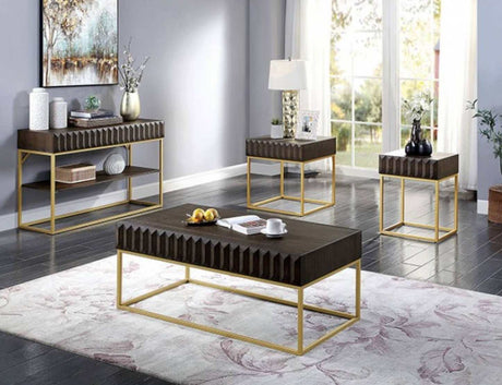 Augsburg Walnut & Gold Side Table - Ornate Home