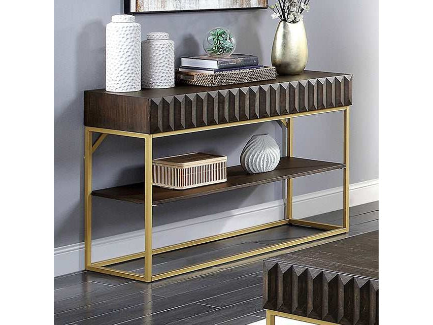 Augsburg Walnut/Gold Sofa Table - Ornate Home