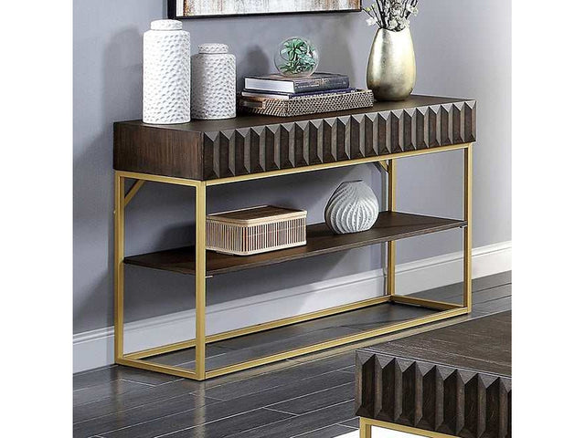 Augsburg Walnut/Gold Sofa Table - Ornate Home