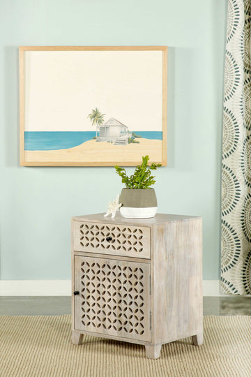 August White Washed Accent Cabinet - Ornate Home