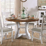 Auletta Distressed White & Dark Oak Round Dining Table - Ornate Home
