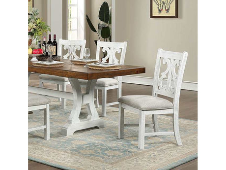 Auletta Distressed White/Distressed Dark Oak Dining Table - Ornate Home