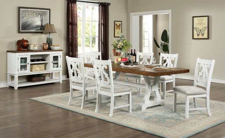 Auletta Distressed White/Distressed Dark Oak Dining Table - Ornate Home
