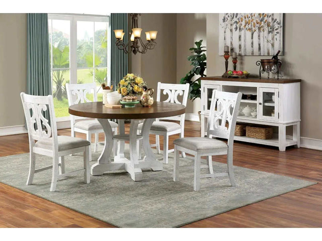 Auletta White & Dark Oak 5pc Round Dining Room Set - Ornate Home