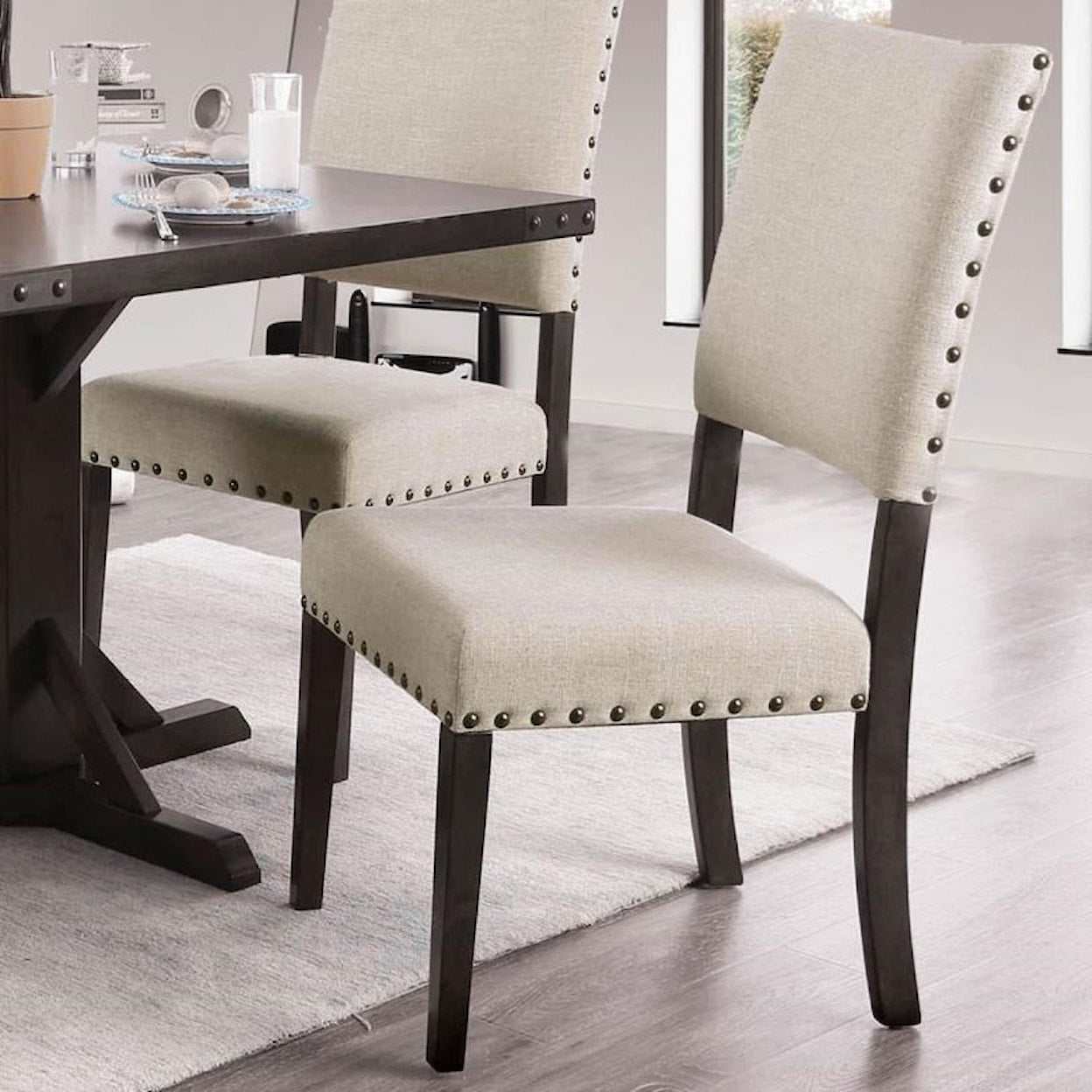 Aurora Solis Brown Cherry & Ivory Dining Chair (Set of 2) - Ornate Home