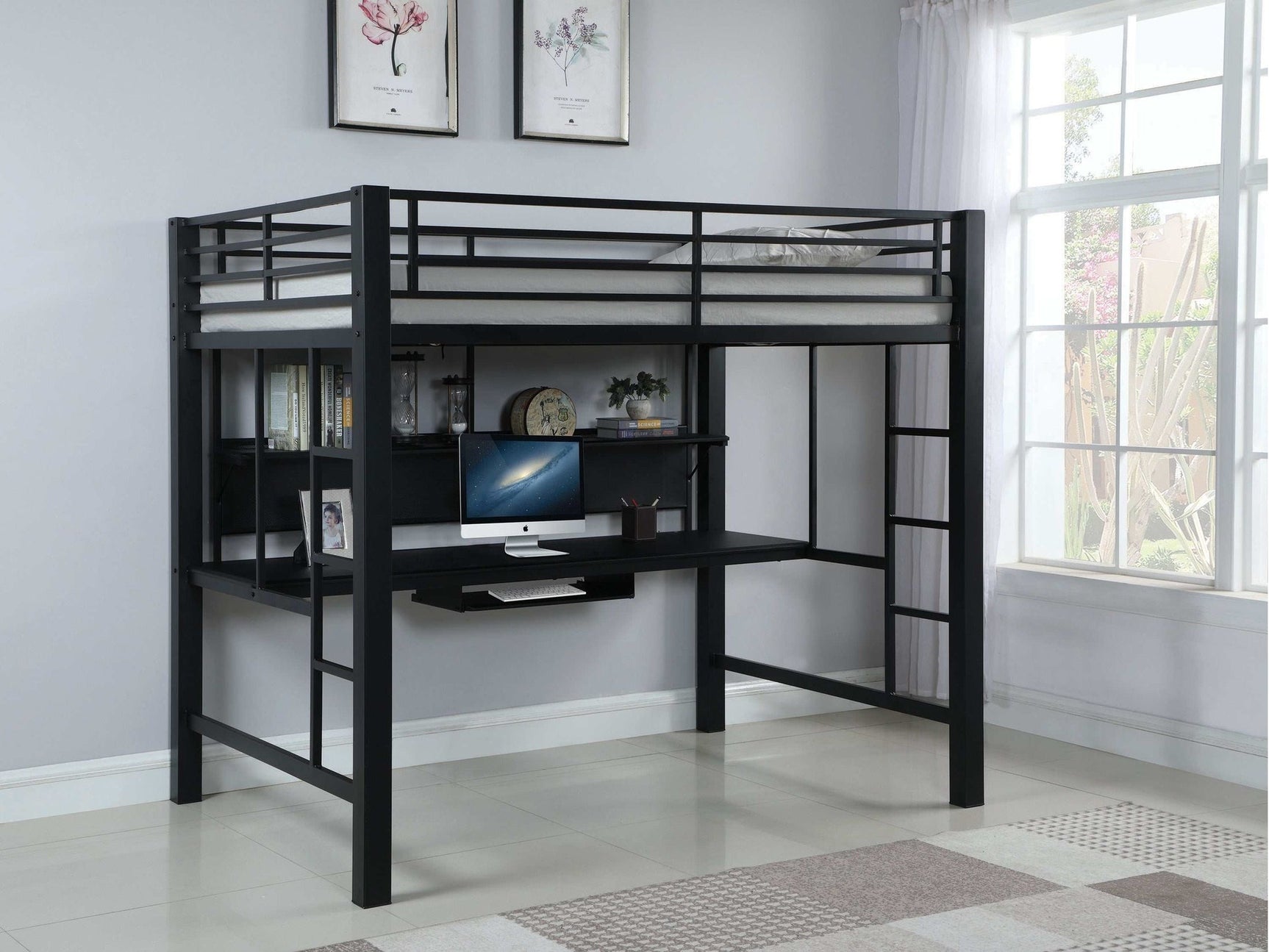 Avalon Black Full Workstation Loft Bed - Ornate Home