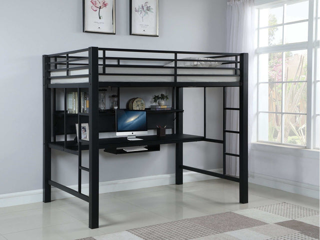Avalon Black Full Workstation Loft Bed - Ornate Home