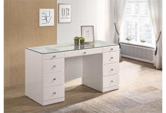 Avery White Vanity Set w/LED Mirror & Stool - Ornate Home