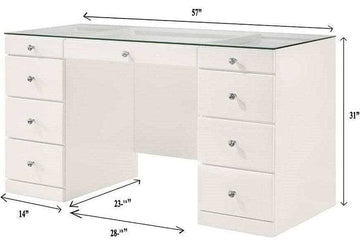 Avery White Vanity Set w/LED Mirror & Stool - Ornate Home
