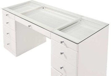 Avery White Vanity Set w/LED Mirror & Stool - Ornate Home