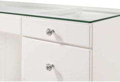 Avery White Vanity Set w/LED Mirror & Stool - Ornate Home