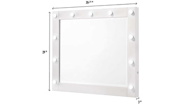 Avery White Vanity Set w/LED Mirror & Stool - Ornate Home
