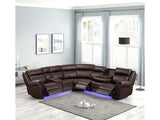 Aviator Brown Leather Power Reclining Sectional w/ Console & Drop-down Touchpad - Ornate Home
