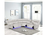 Aviator Ice Leather Power Reclining Sectional w/ Console & Drop-down Touchpad - Ornate Home