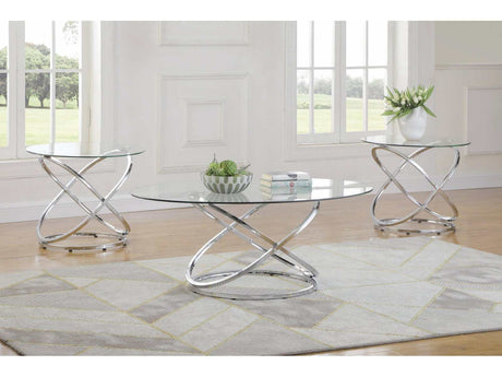 Axis Chrome & Clear Coffee Table Set (3pc) - Ornate Home