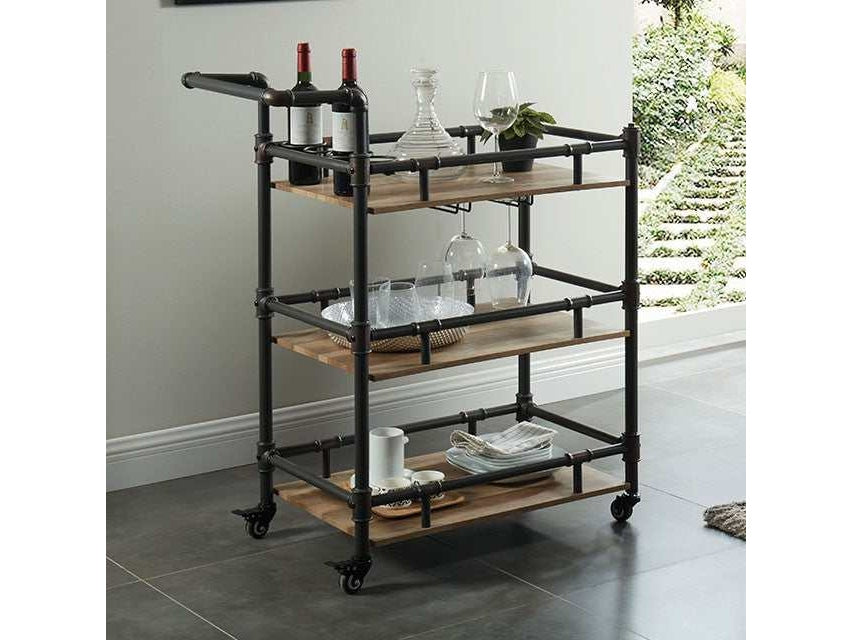 Aylmer Antique Black/Oak Serving Cart - Ornate Home