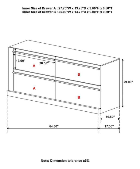 Azalia Black & Walnut Dresser - Ornate Home