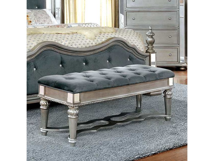 Azha Silver/Gray Bench - Ornate Home