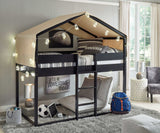 Flannibrook Black Twin over Twin House Loft Bed - Ornate Home