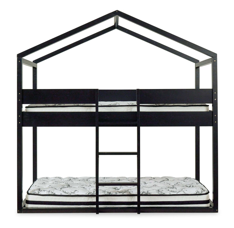 Flannibrook Black Twin over Twin House Loft Bed - Ornate Home