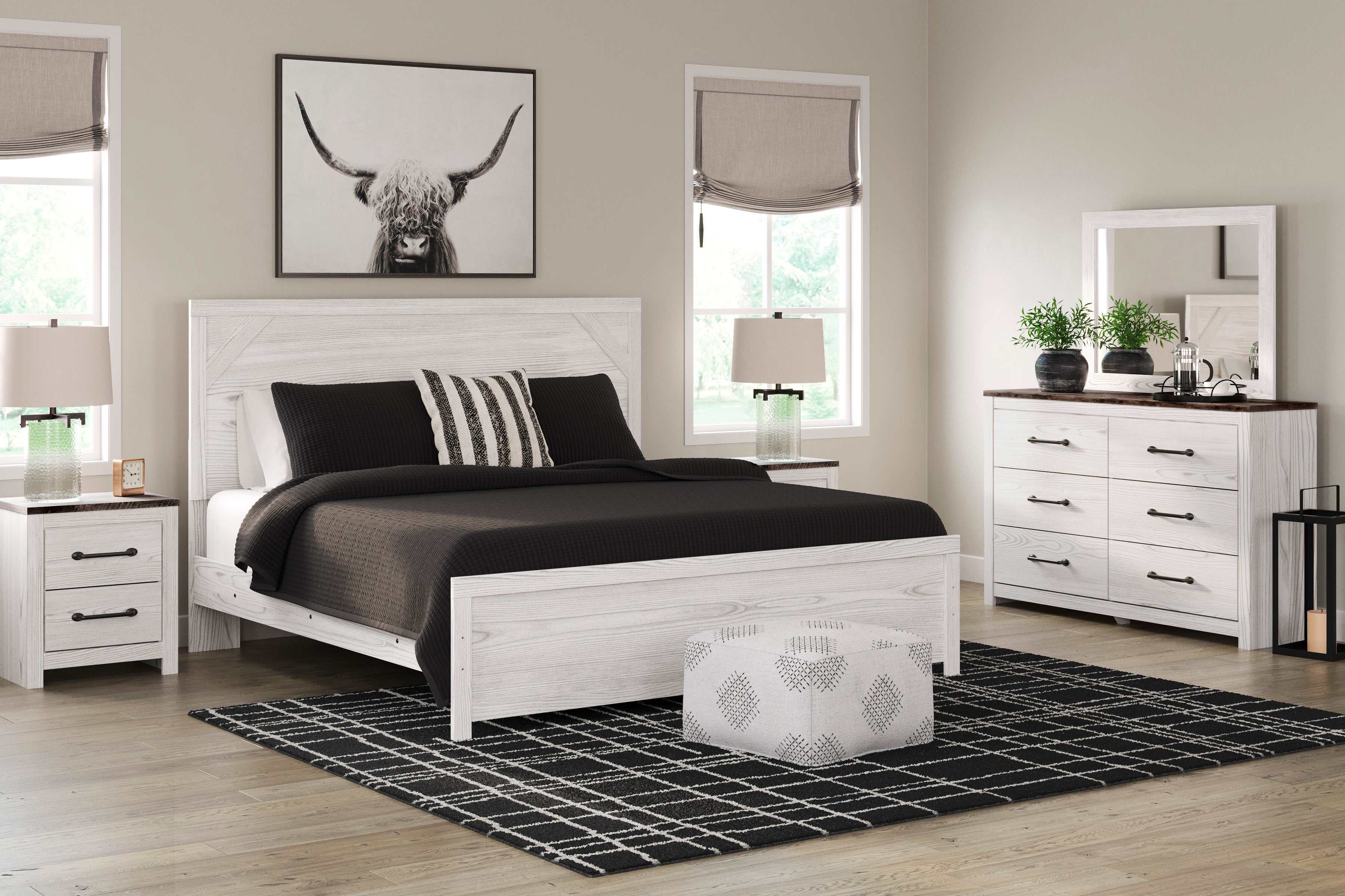 Gerridan White & Gray Bedroom Set / 4pc - Ornate Home