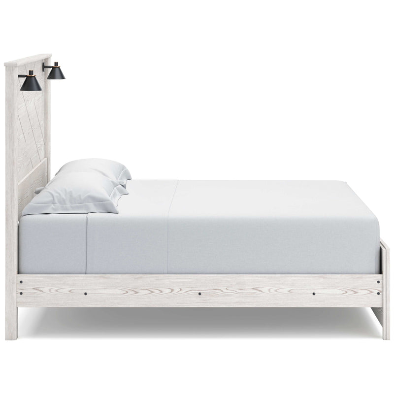 Gerridan White & Gray King Panel Bed Frame w/ Sconce Lights HB - Ornate Home