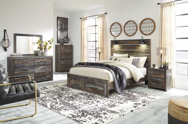 Drystan Multi Tone Queen Panel Bed w/ FB Storage - Ornate Home