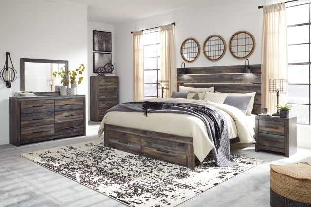 Drystan Multi Tone King Panel Bed w/ FB Storage - Ornate Home