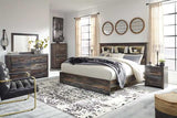 Drystan Multi Tone King Panel Bed w/ Bookcase HB - Ornate Home