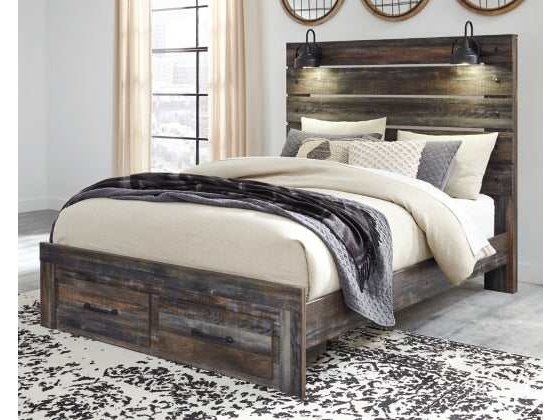 Drystan Multi Tone Queen Panel Bed w/ FB Storage - Ornate Home