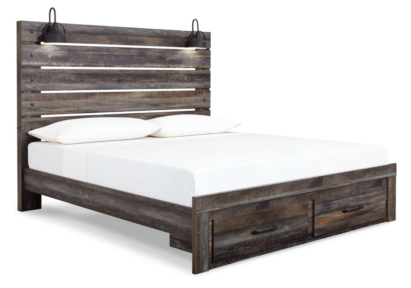 Drystan Multi Tone King Panel Bed w/ FB Storage - Ornate Home
