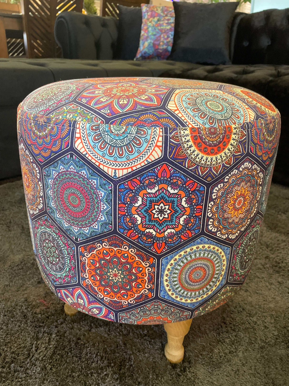 BOGO! Small Multi Color Accent Pouf - Ornate Home