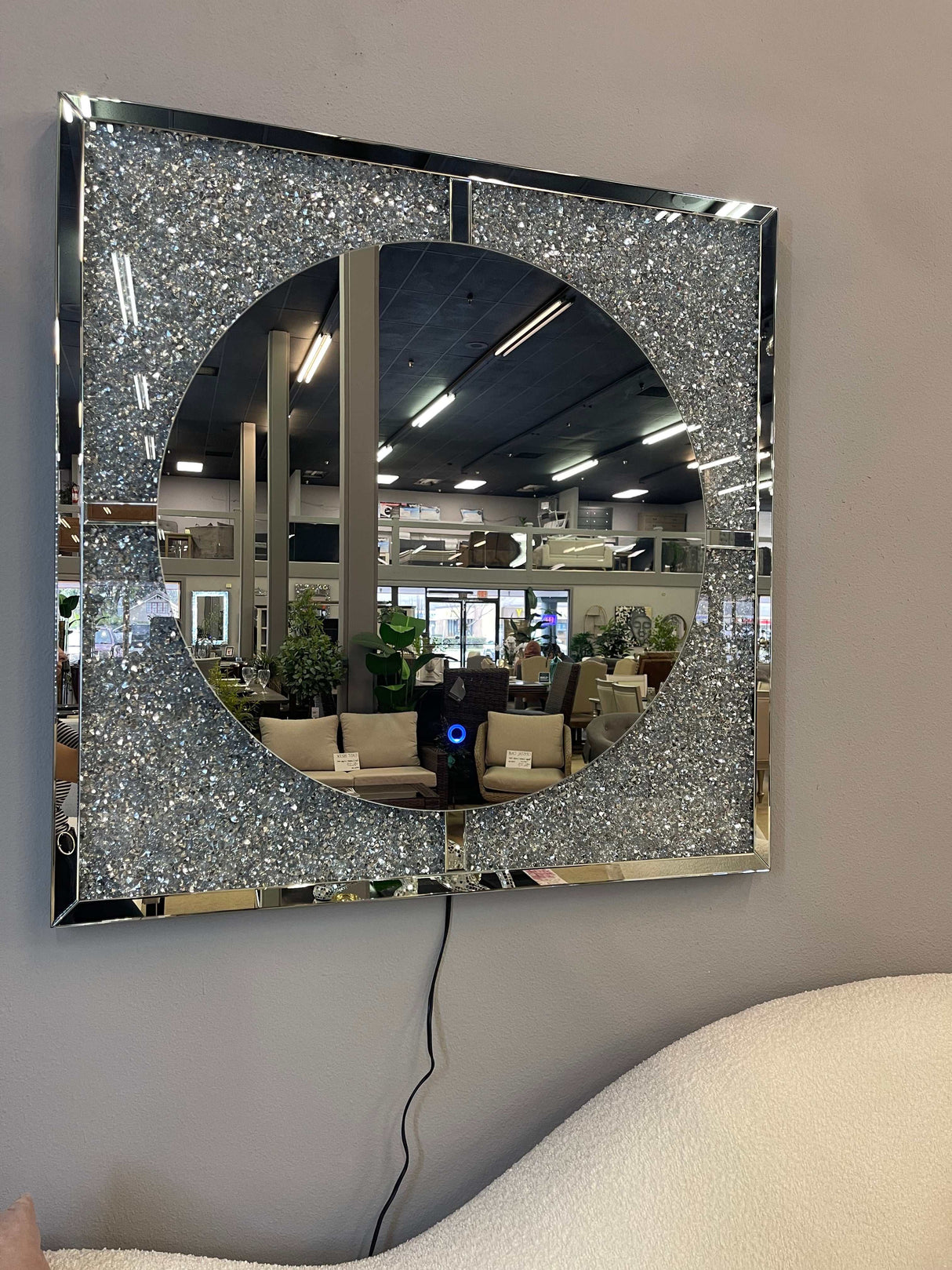 Fern Silver & Black Mirror /w LED - Ornate Home