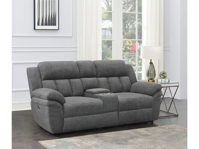 Bahrain Charcoal Power Loveseat - Ornate Home