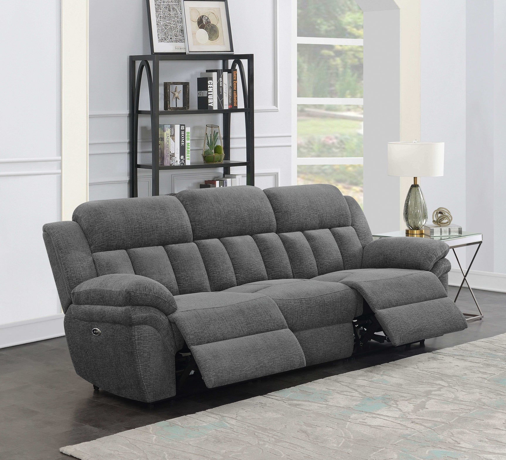 Bahrain Charcoal Power Reclining Sofa - Ornate Home