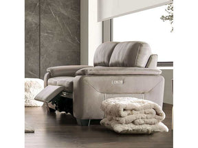 Balderico Taupe Real Italian Leather Power Loveseat - Ornate Home
