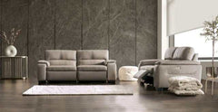 Balderico Taupe Real Italian Leather Power Loveseat - Ornate Home