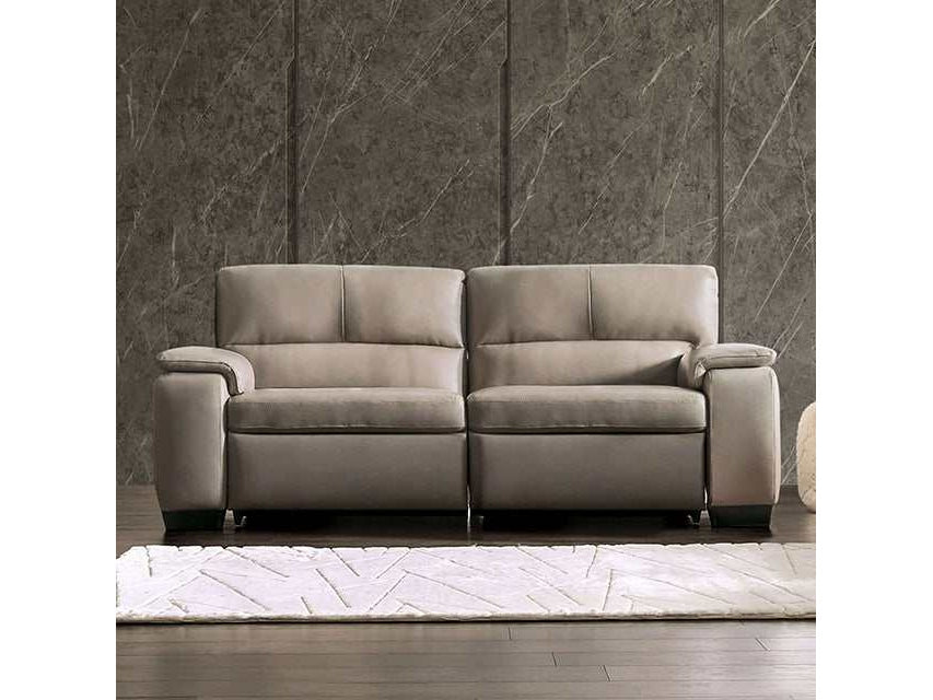 Balderico Taupe Real Italian Leather Power Reclining Sofa - Ornate Home