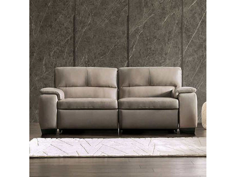 Balderico Taupe Real Italian Leather Power Reclining Sofa - Ornate Home